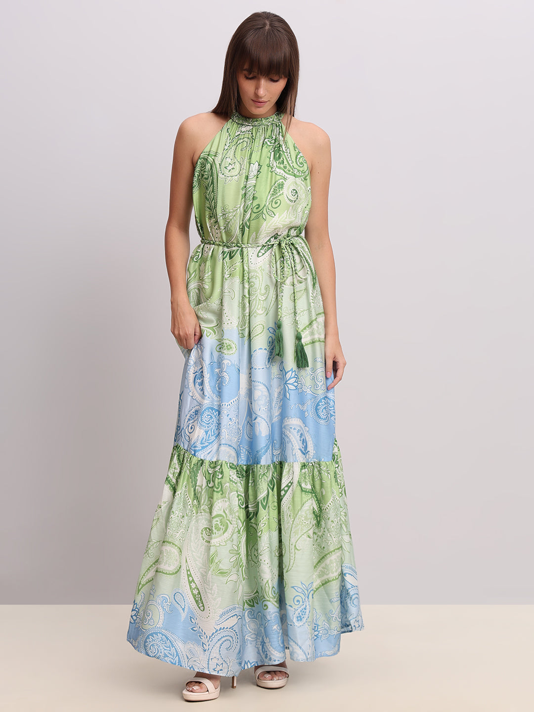 Green Printed Maxi Dress