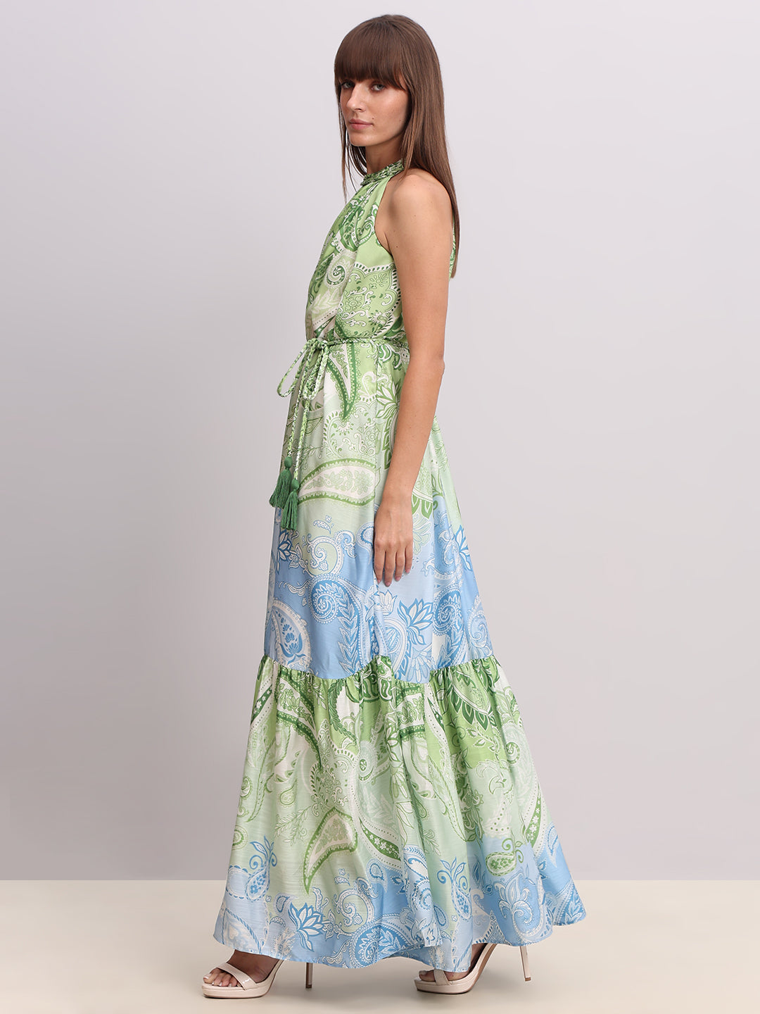 Green Printed Maxi Dress