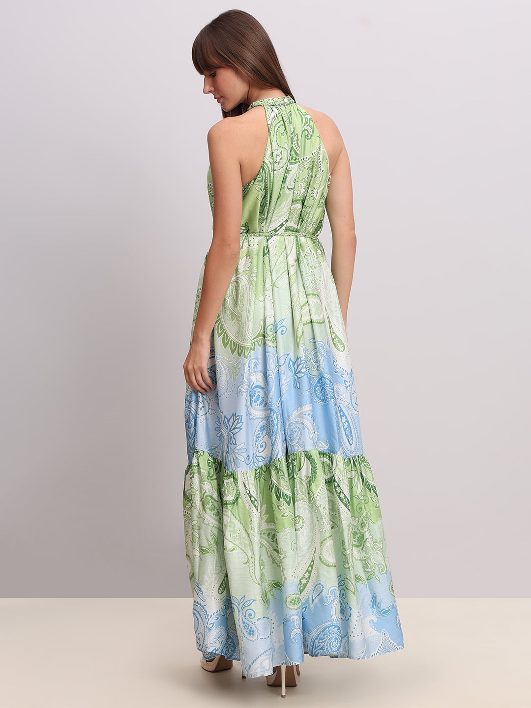Green Printed Maxi Dress