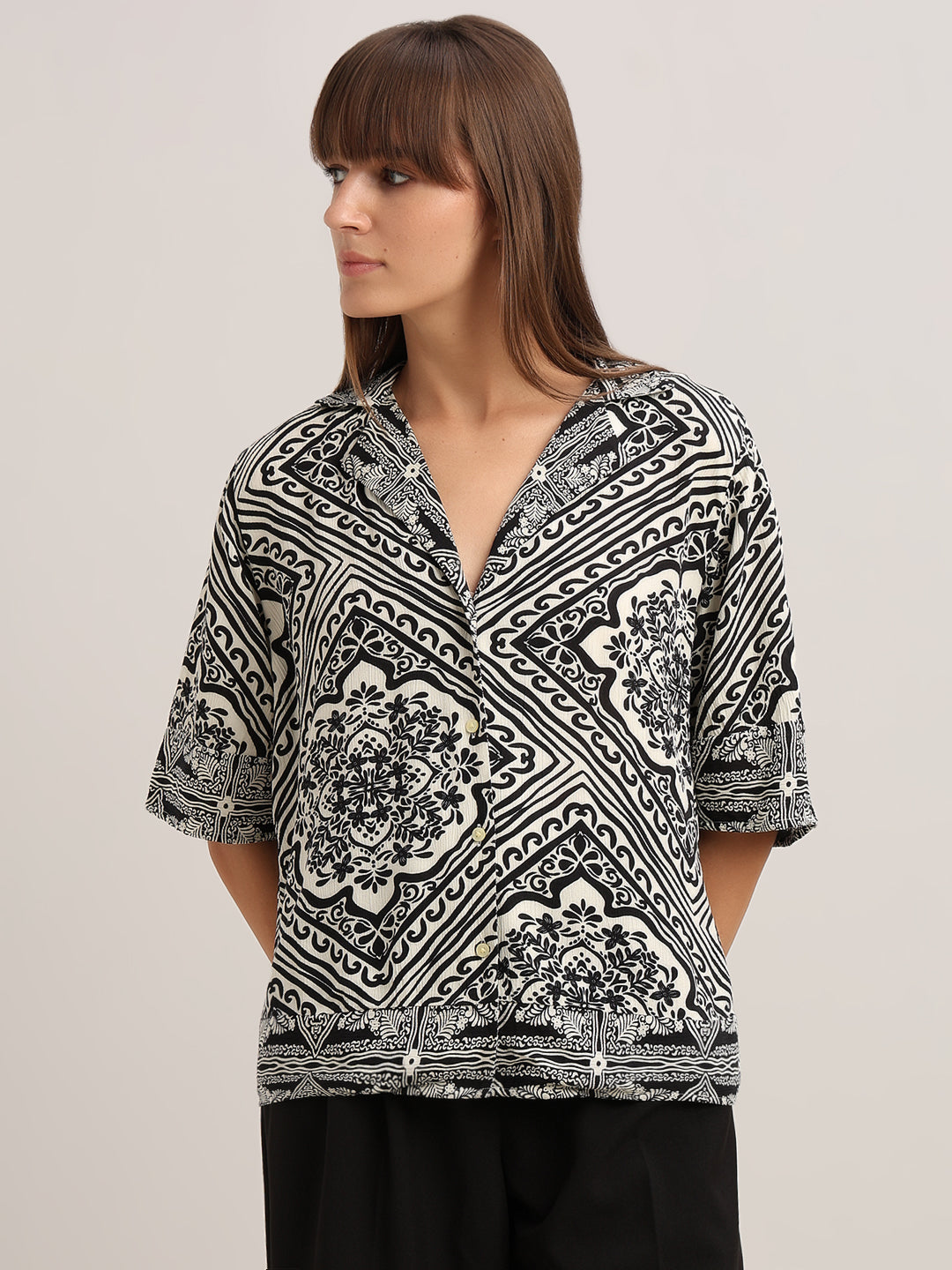 Brown Printed Resort Shirt