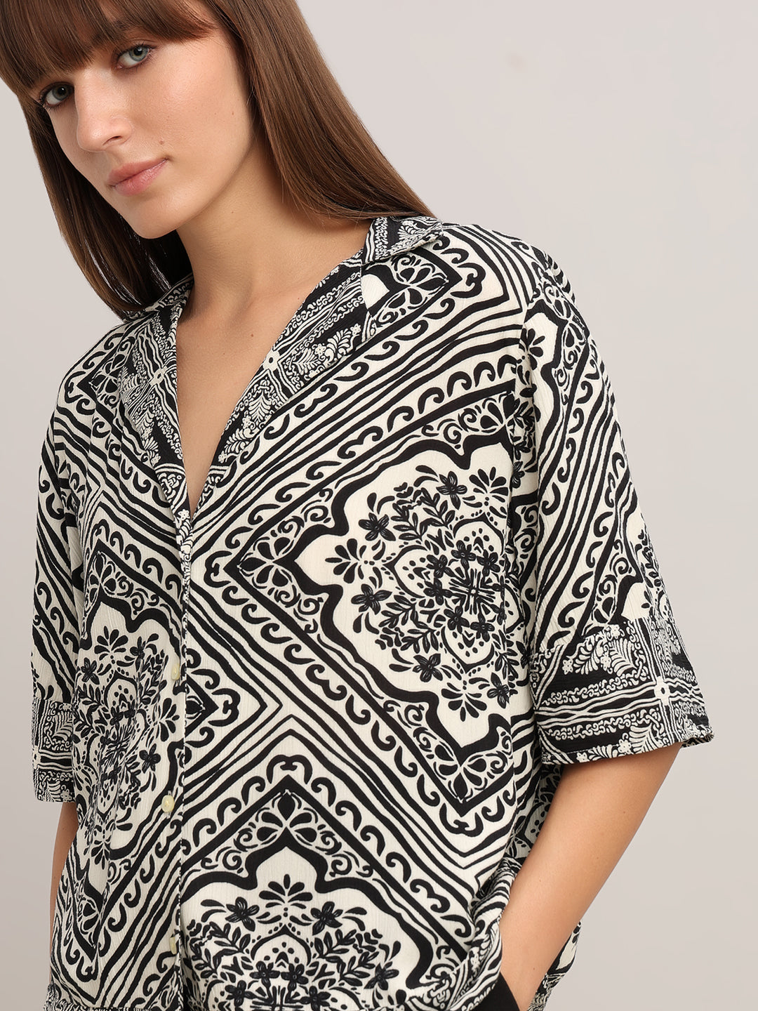 Brown Printed Resort Shirt