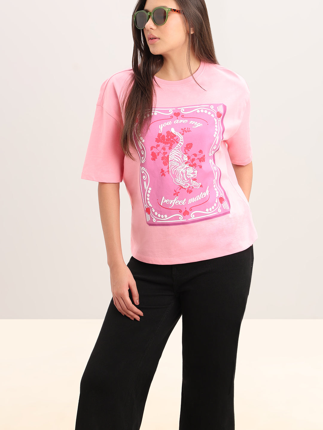 Pink Graphic Print T-Shirt