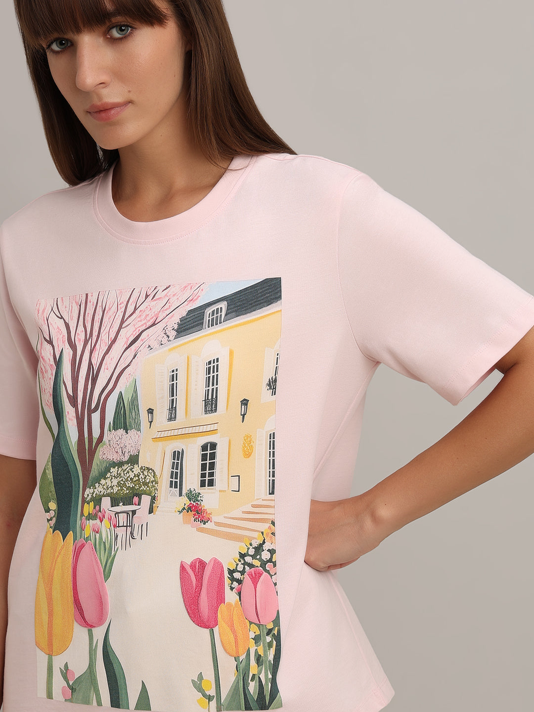 Pink Graphic Print T-shirt