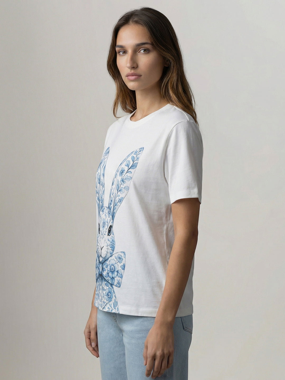 White Printed Cotton T-Shirt