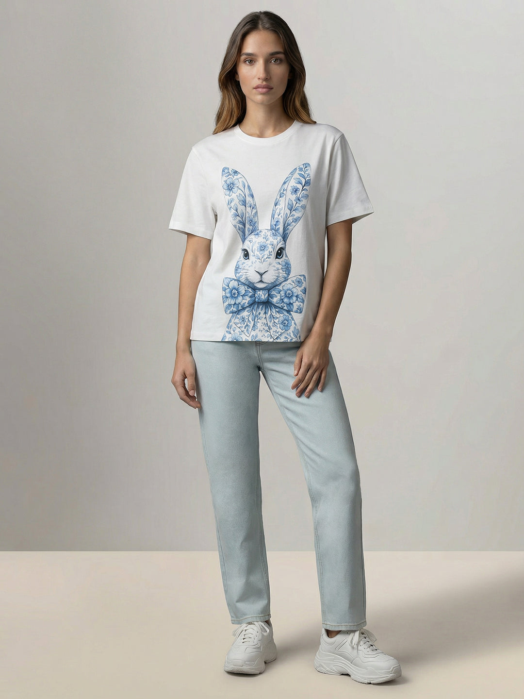 White Printed Cotton T-Shirt