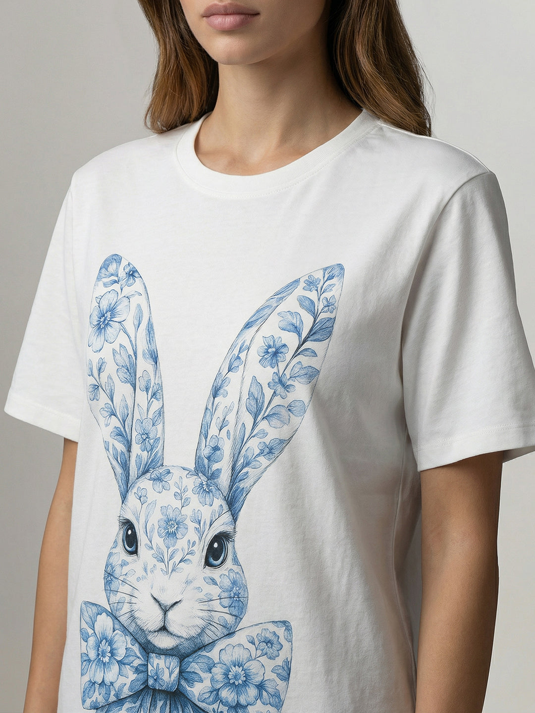 White Printed Cotton T-Shirt