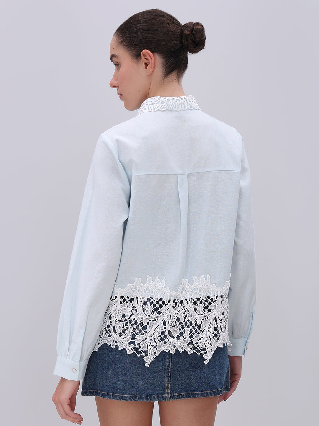 Light Blue Lace Detail Shirt