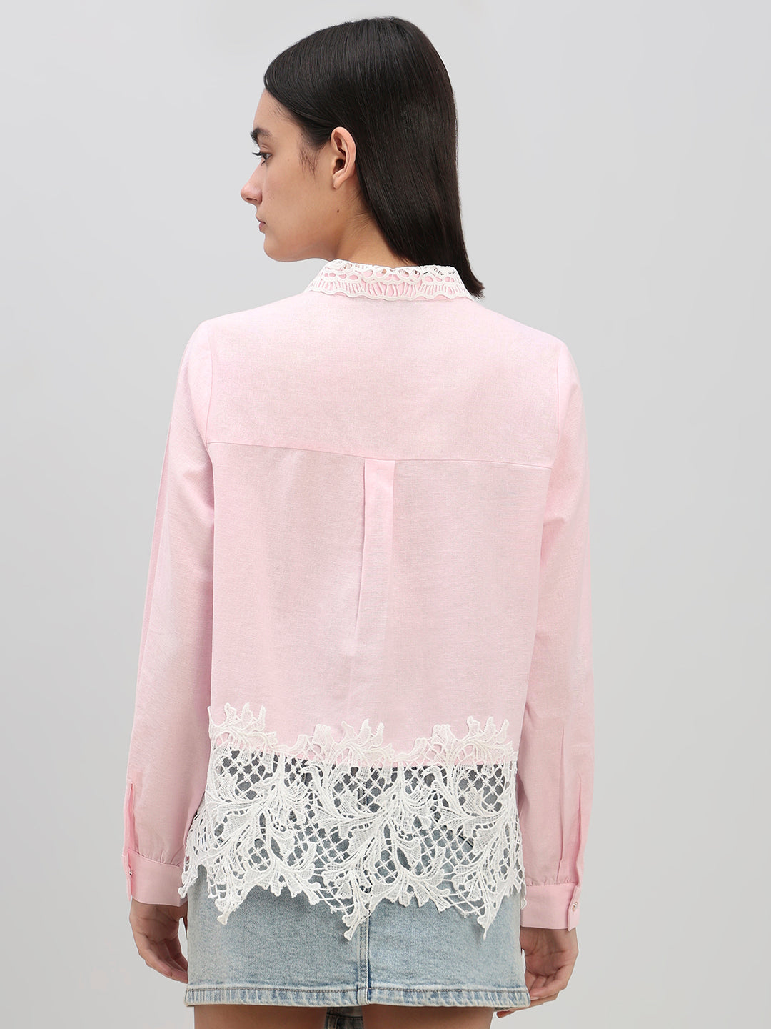 Pink Lace Detail Shirt