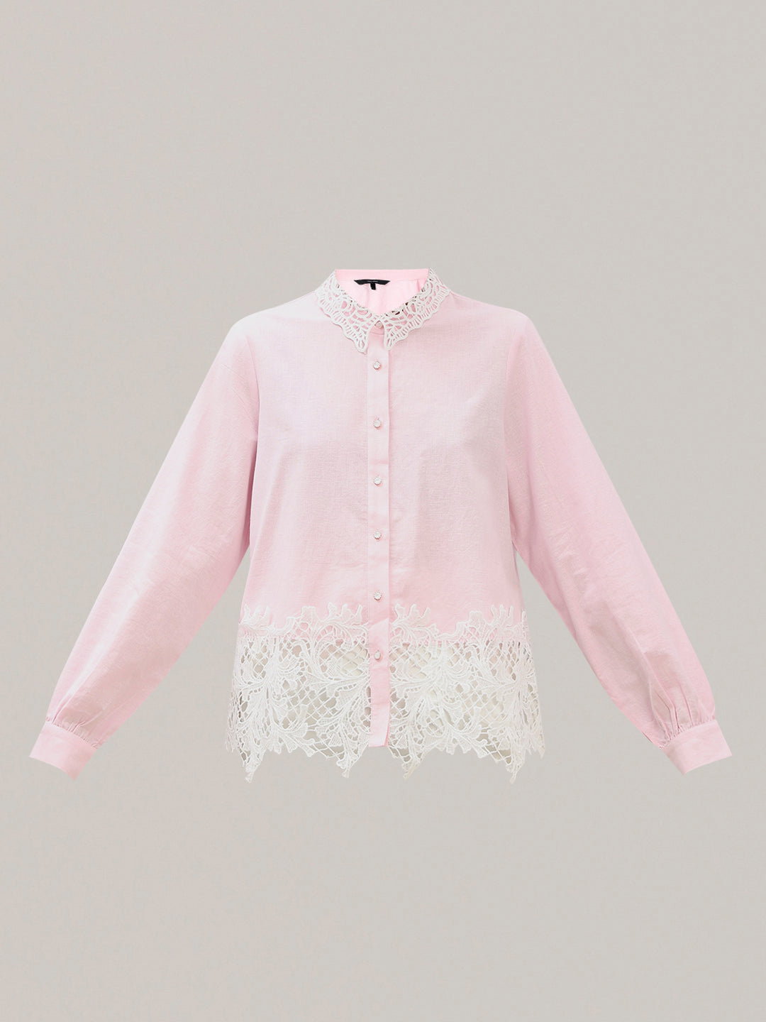 Pink Lace Detail Shirt