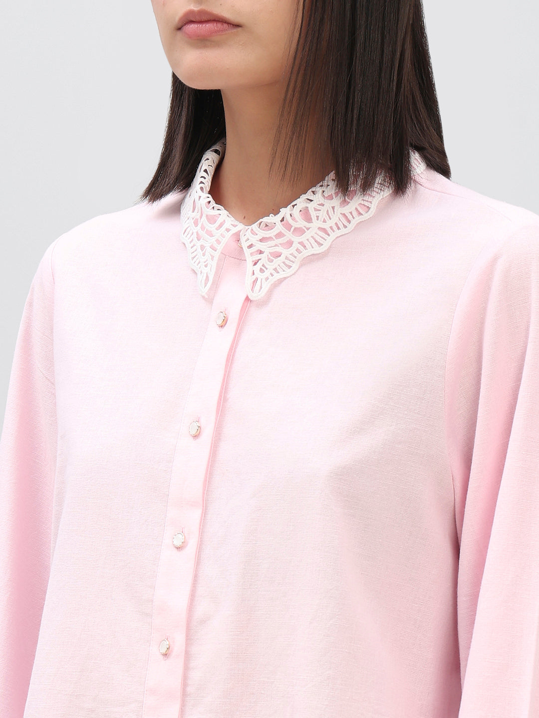 Pink Lace Detail Shirt