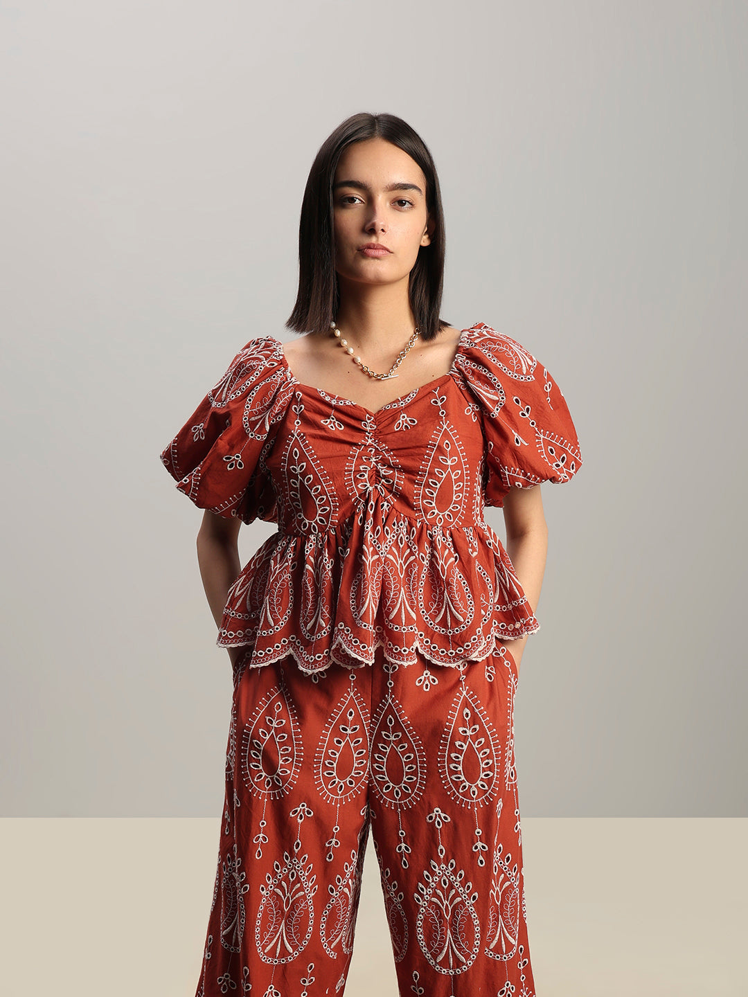 Rust Cotton Cropped Top