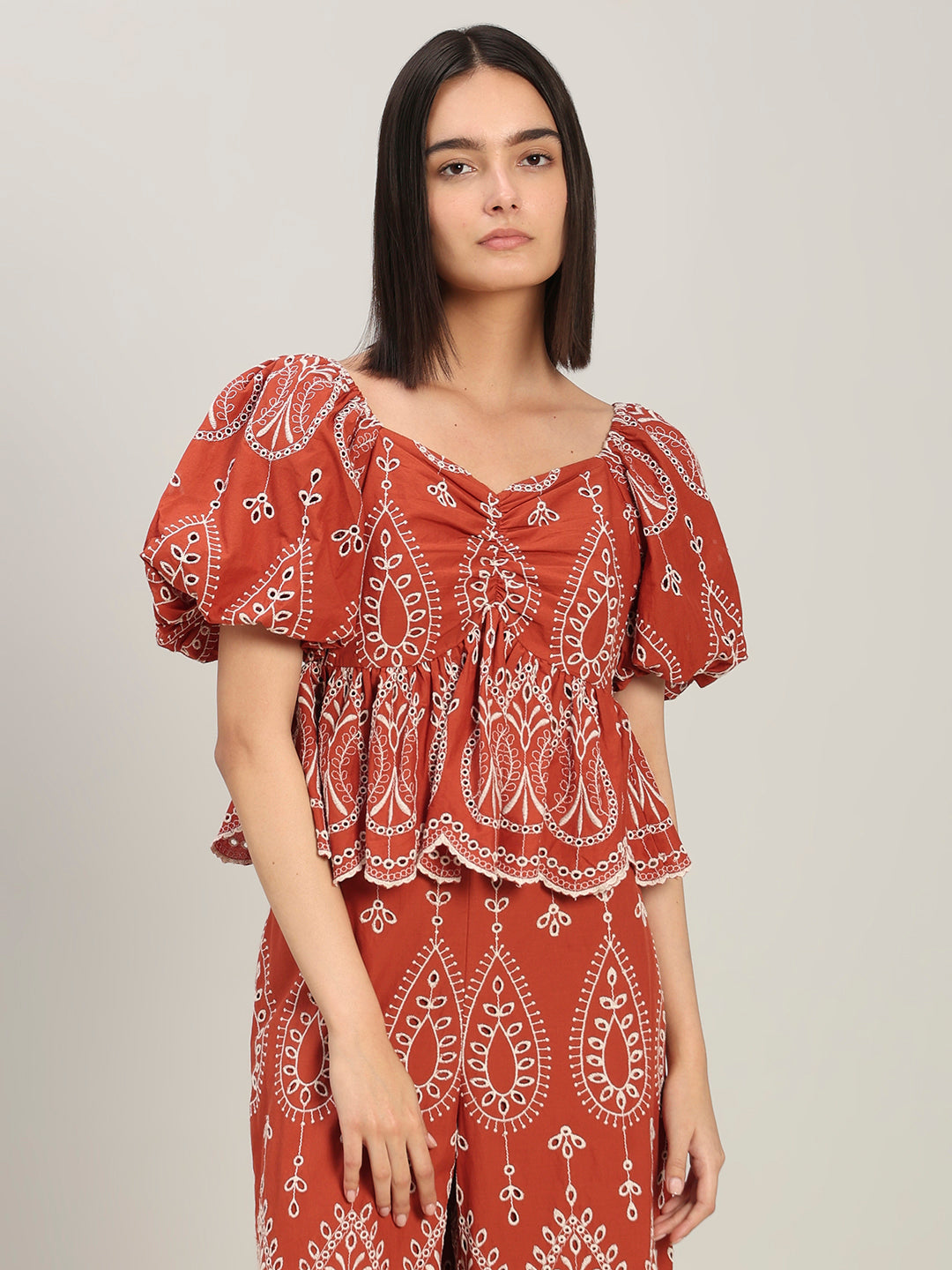 Rust Cotton Cropped Top