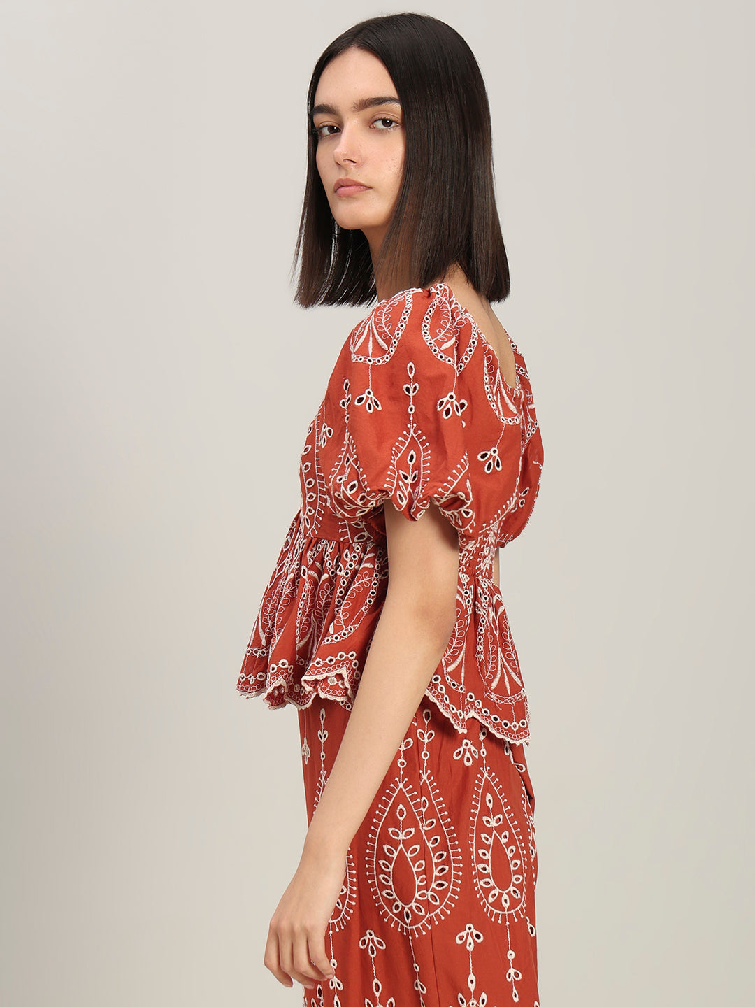 Rust Cotton Cropped Top