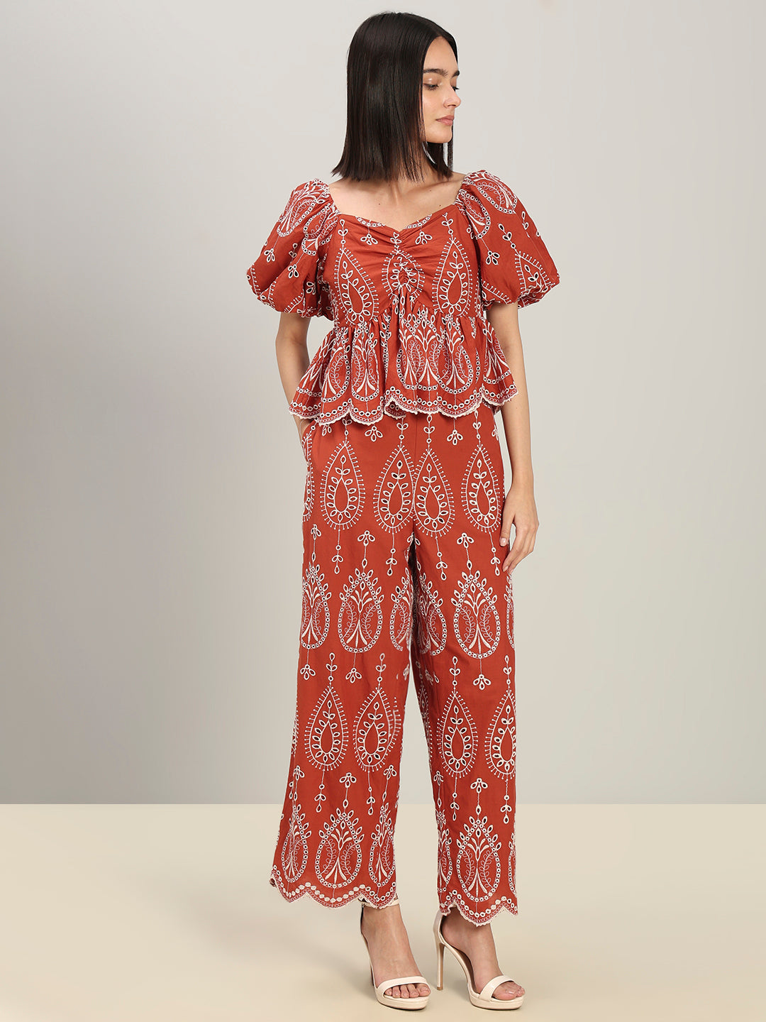 Rust Cotton Cropped Top