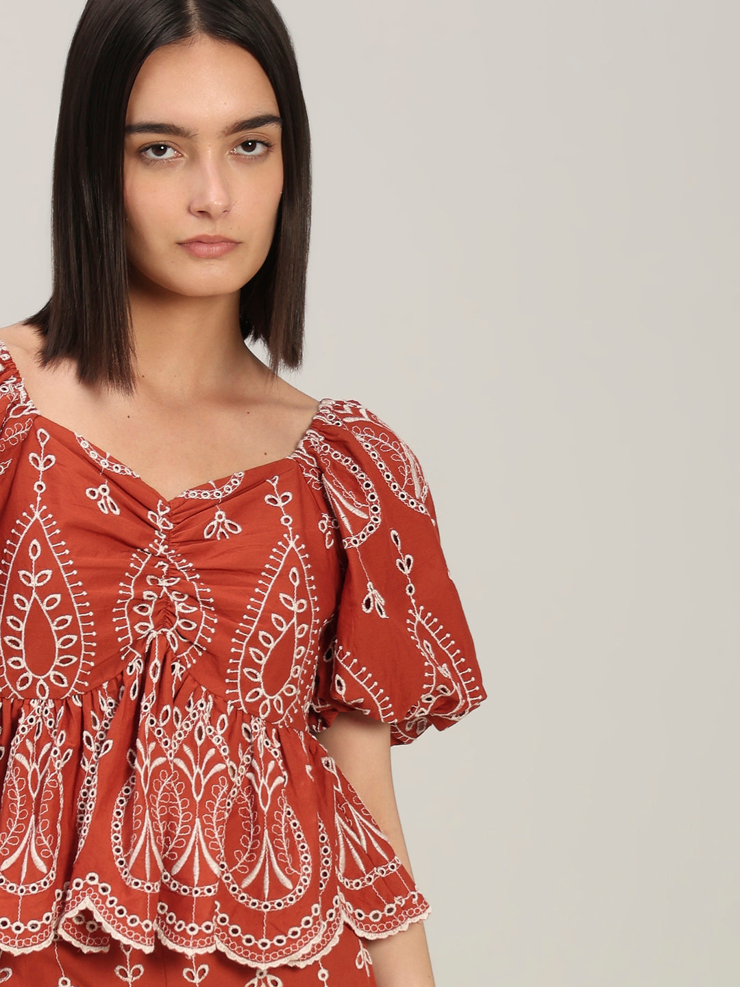 Rust Cotton Cropped Top