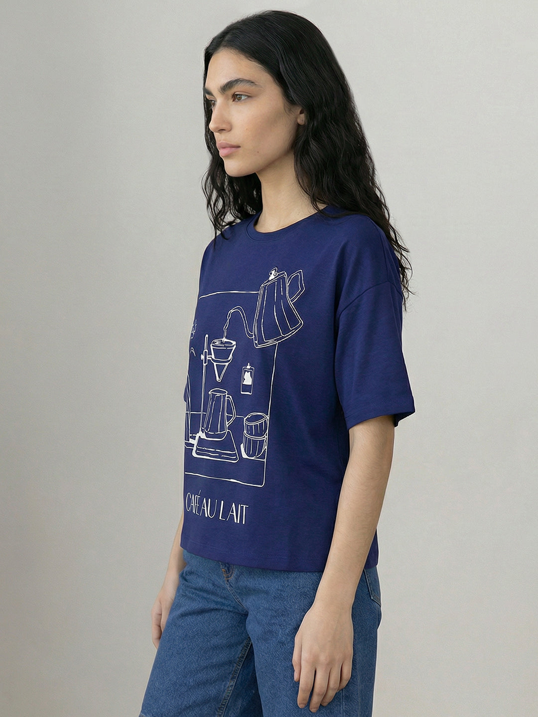 Dark Blue Printed T-shirt
