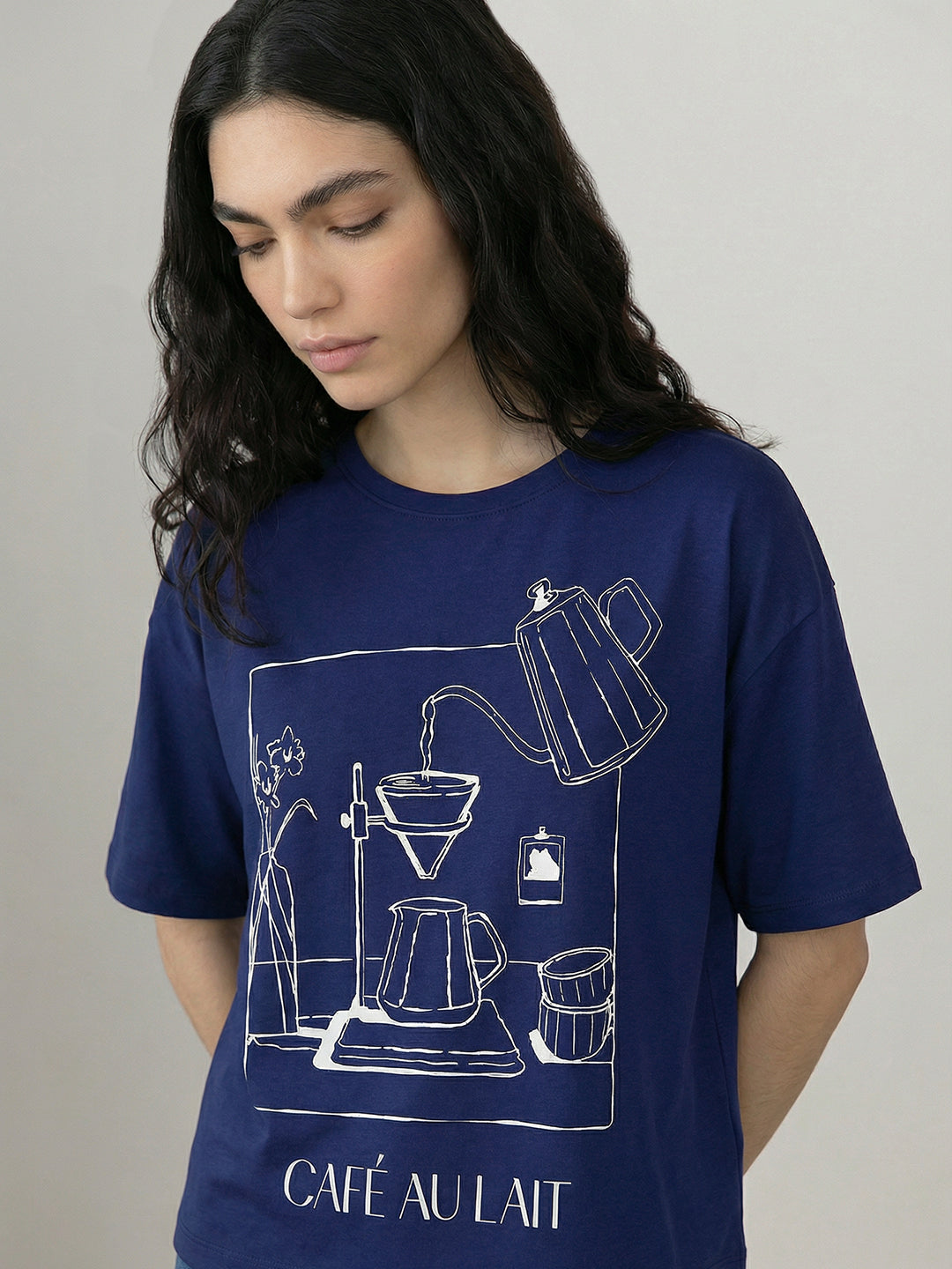 Dark Blue Printed T-shirt
