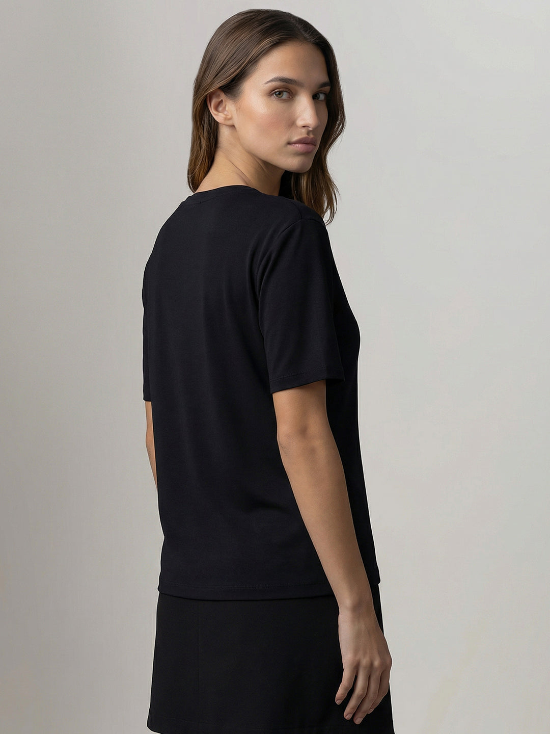 Black Printed Cotton T-Shirt