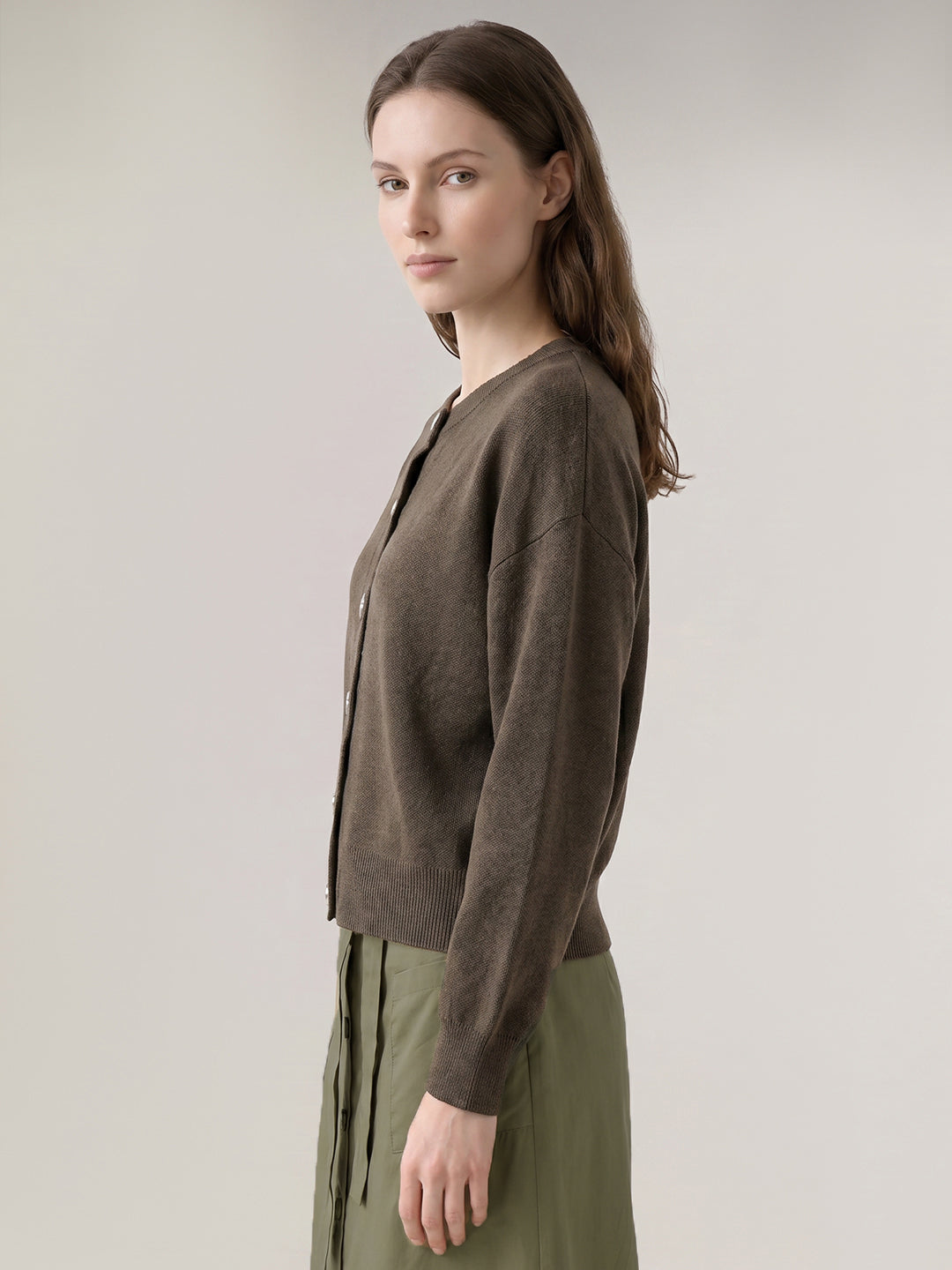Dark Green O-Neck Cardigan