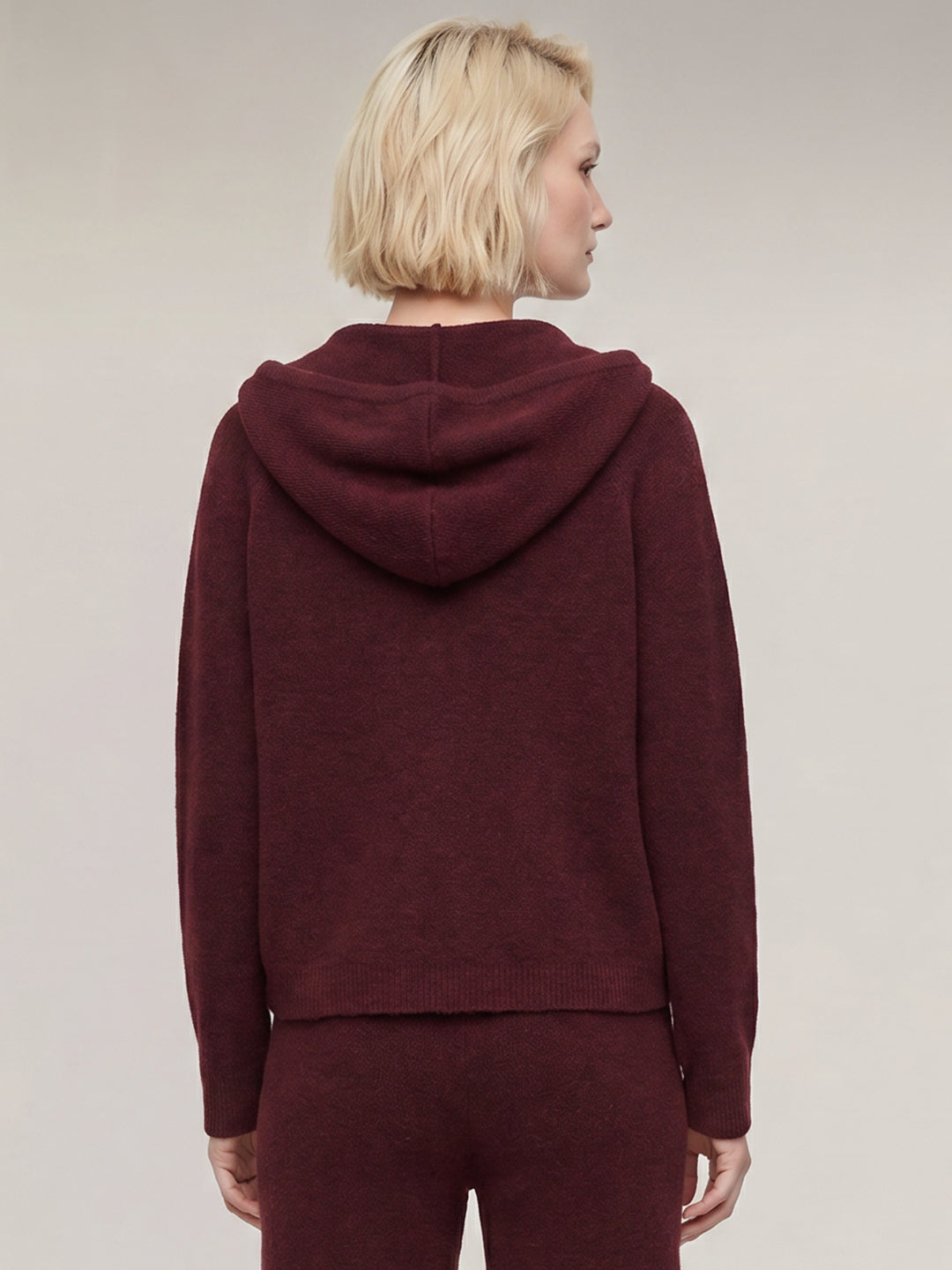 Maroon Hooded Zip Cardigan