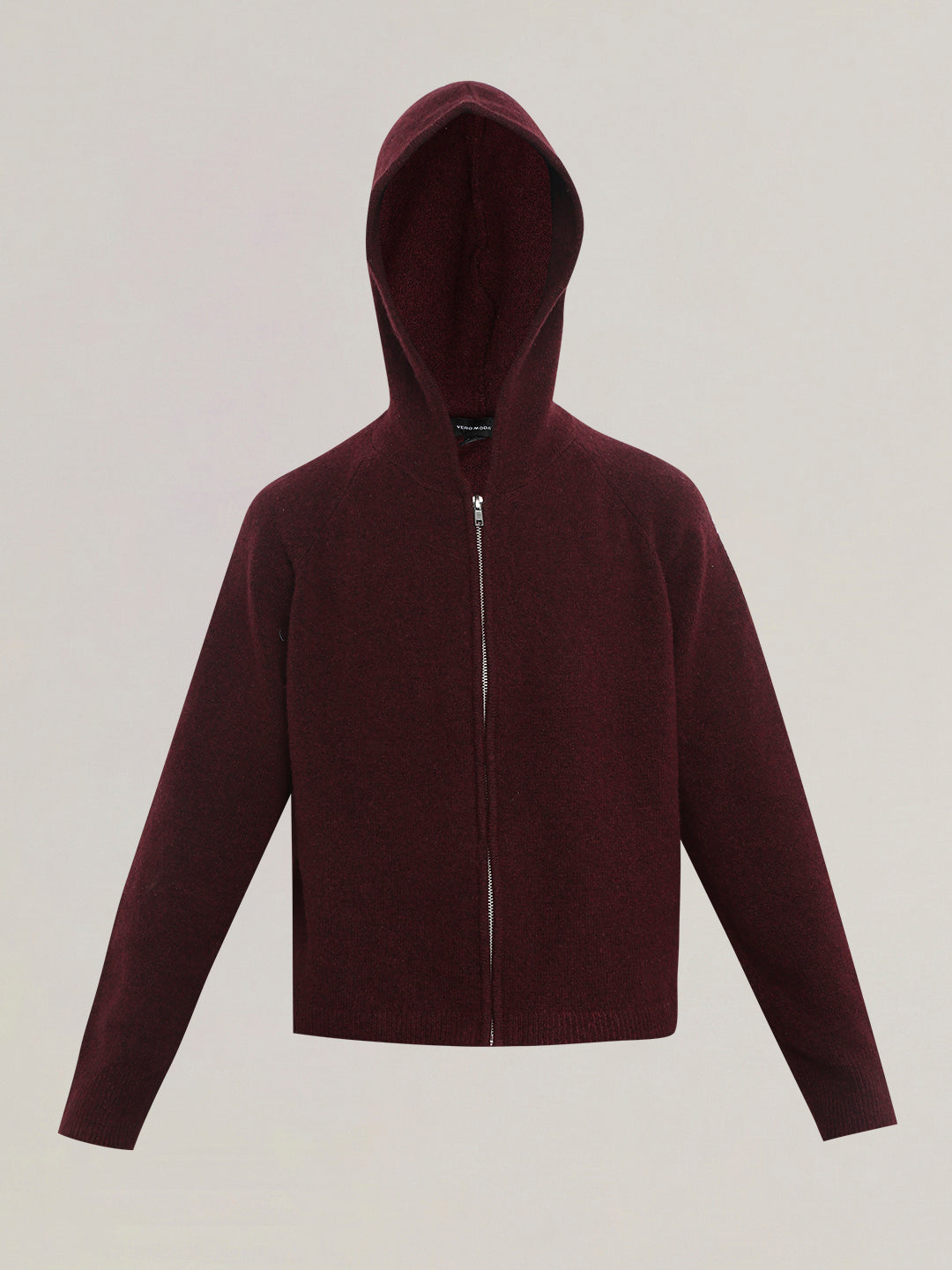 Maroon Hooded Zip Cardigan