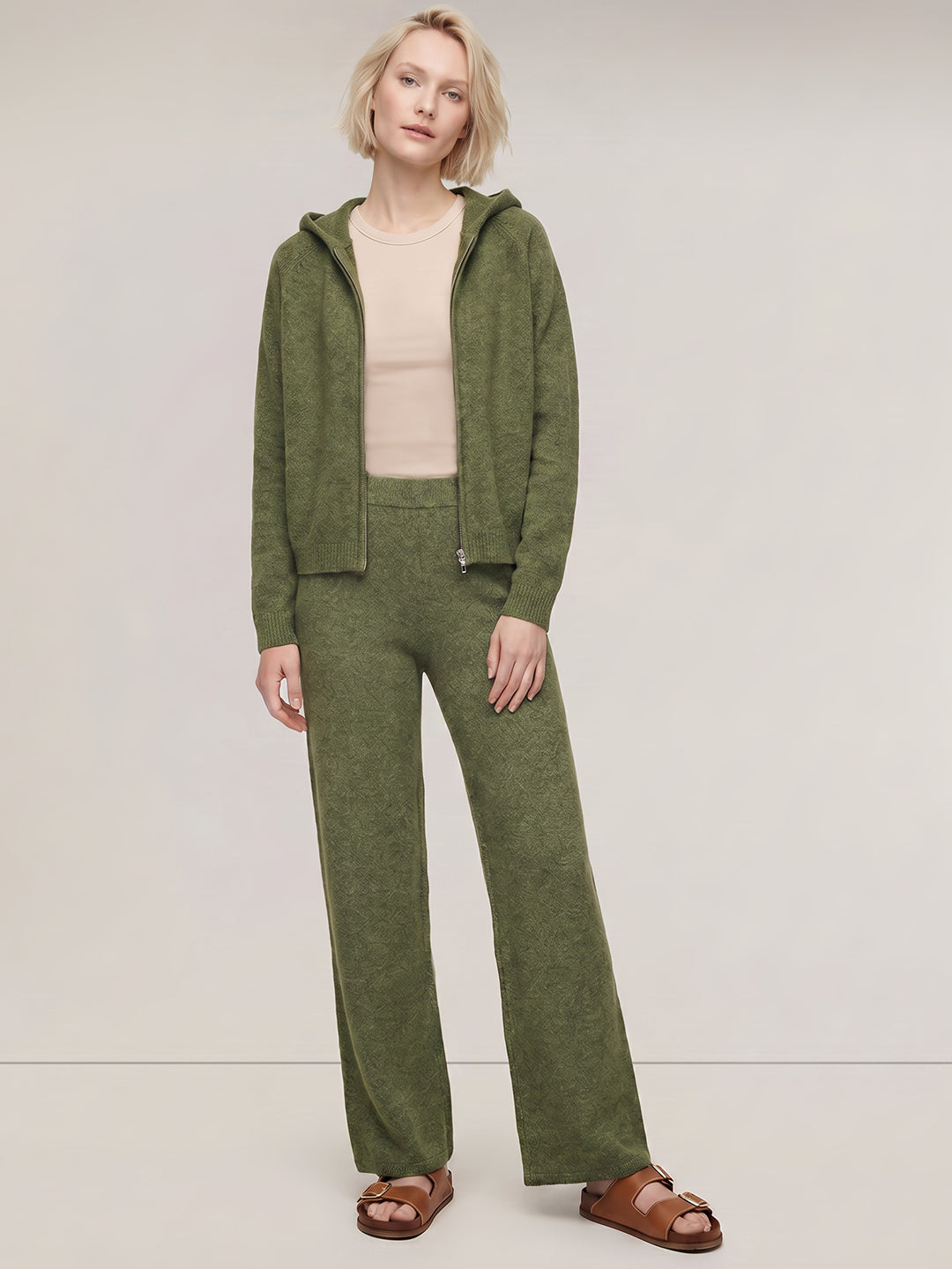 Green Hooded Zip Cardigan