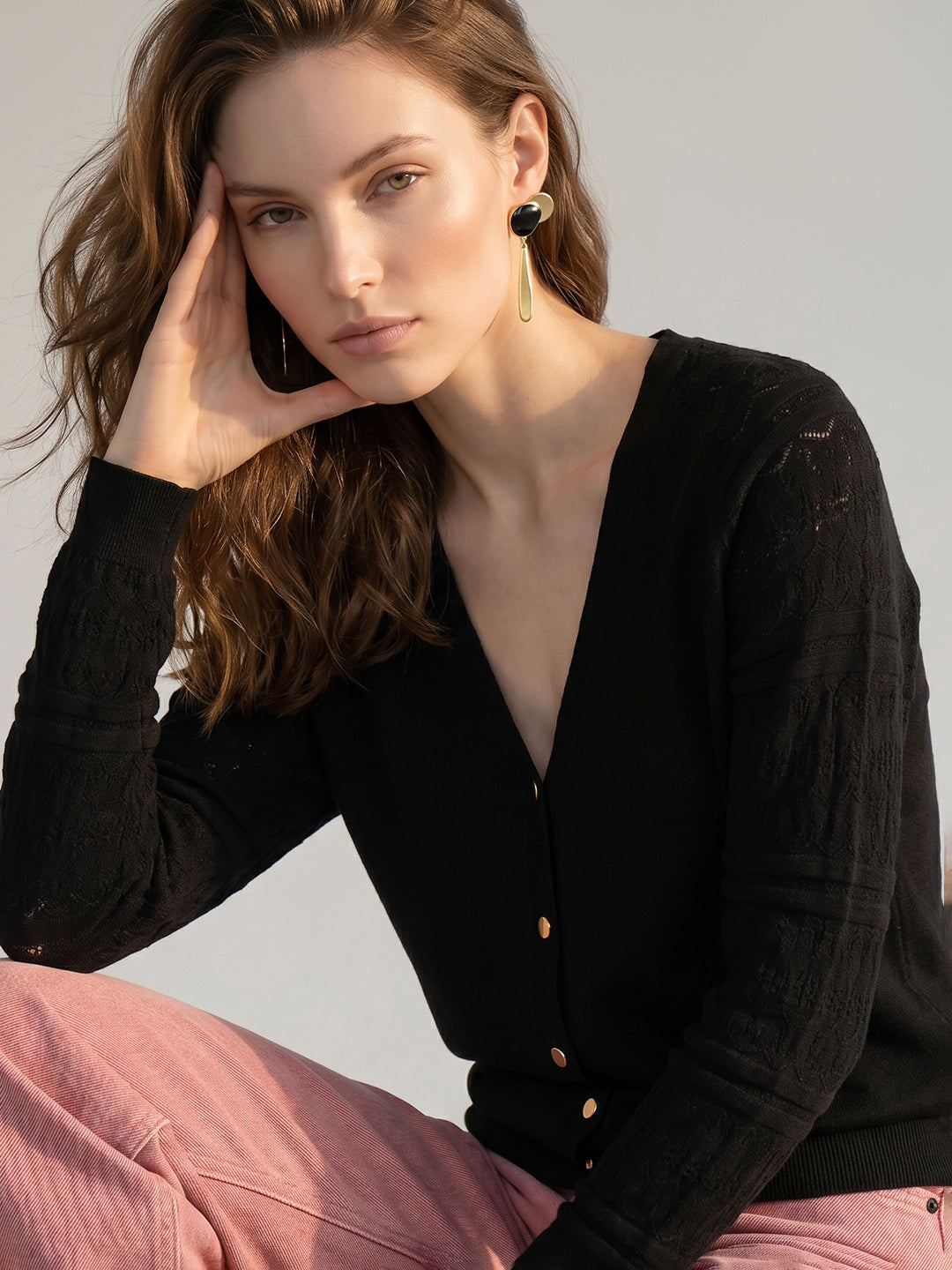Black V-Neck Cardigan