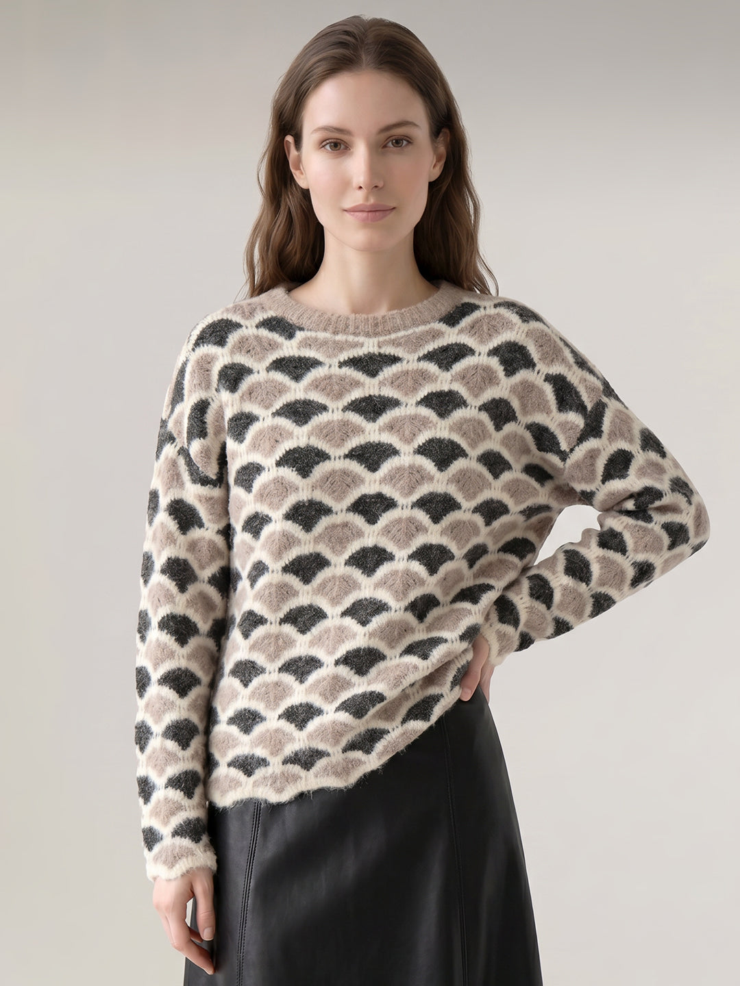 Beige O-Neck Pullover