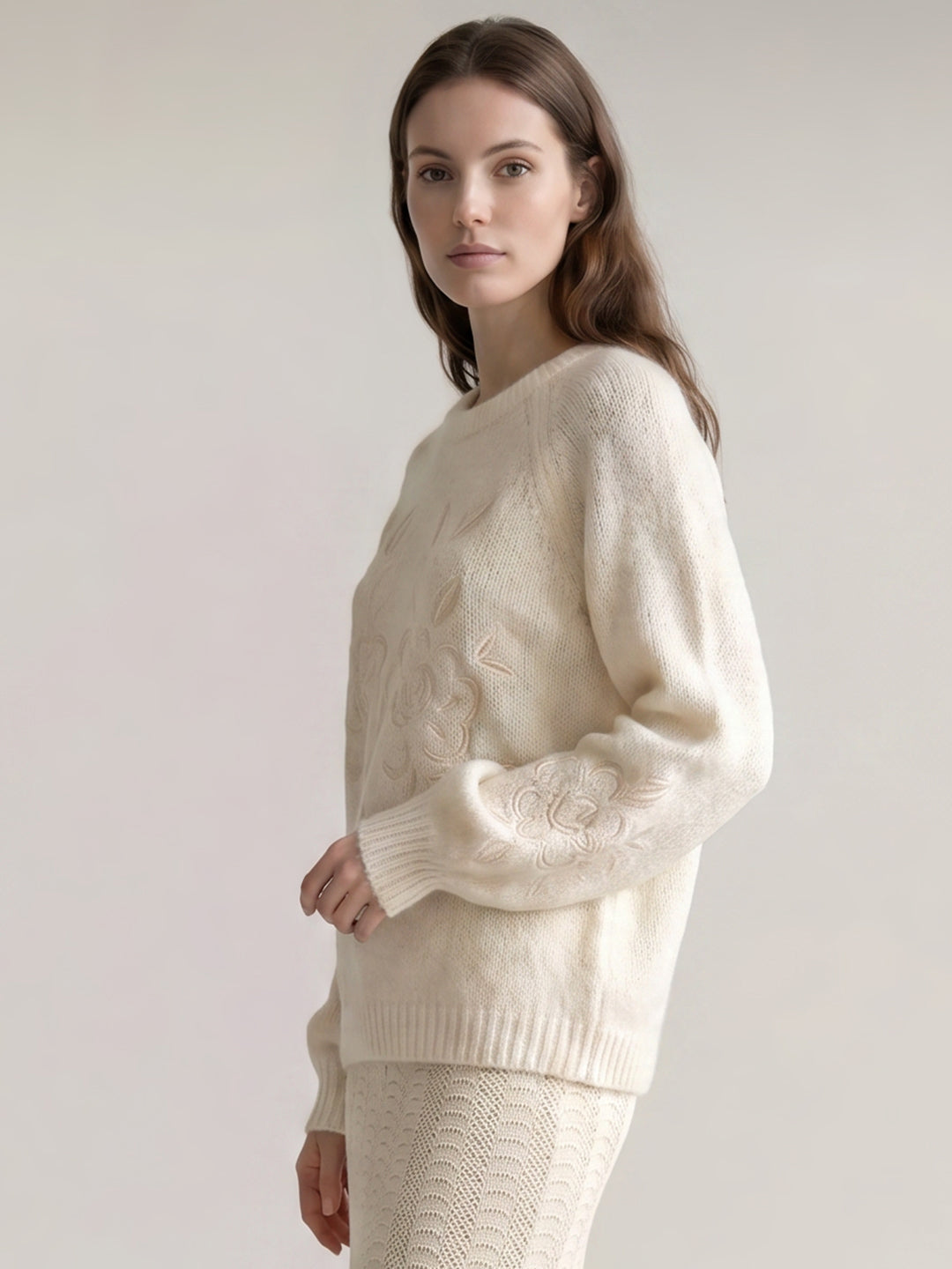 Beige O-Neck Pullover