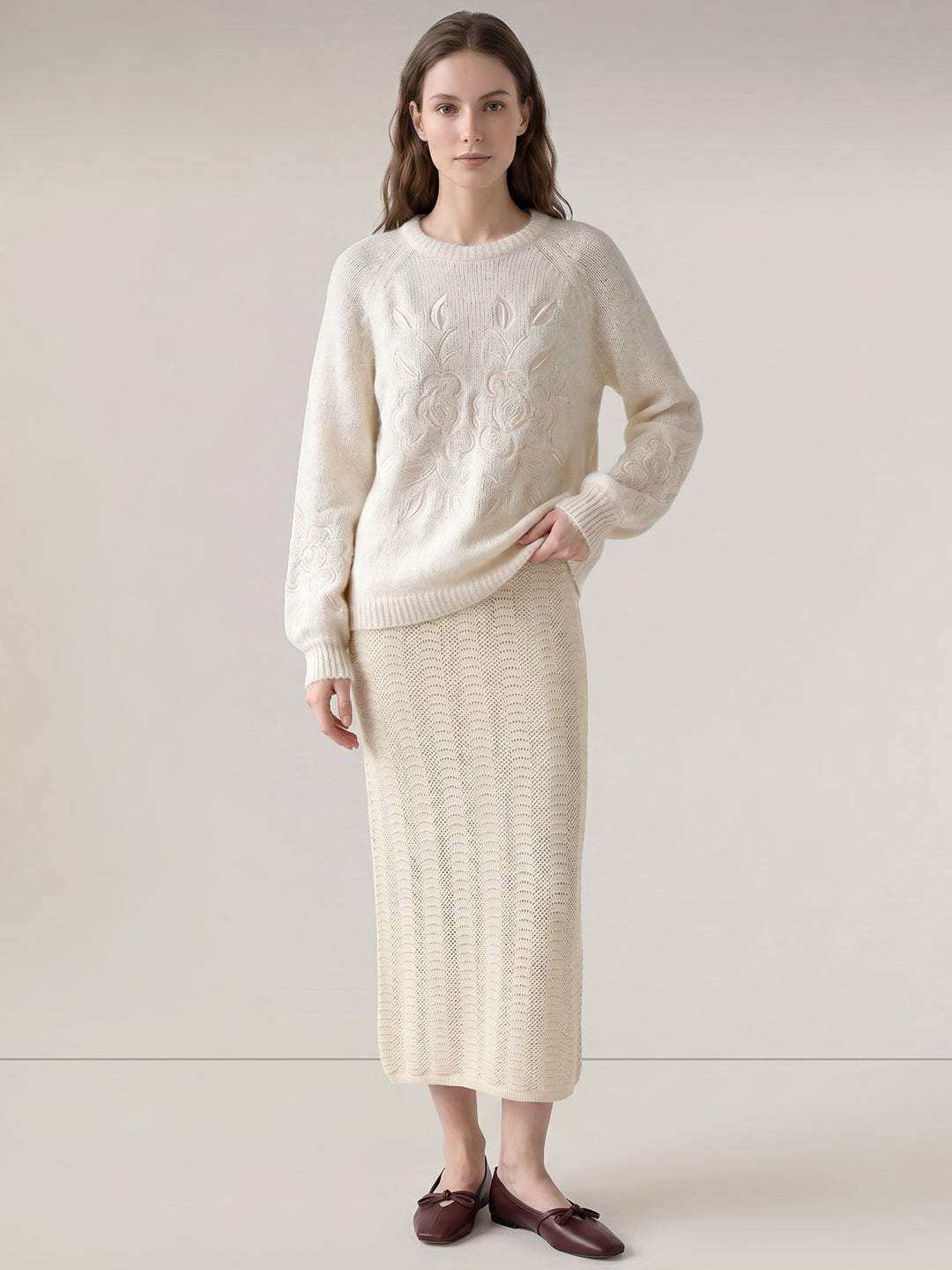 Beige O-Neck Pullover