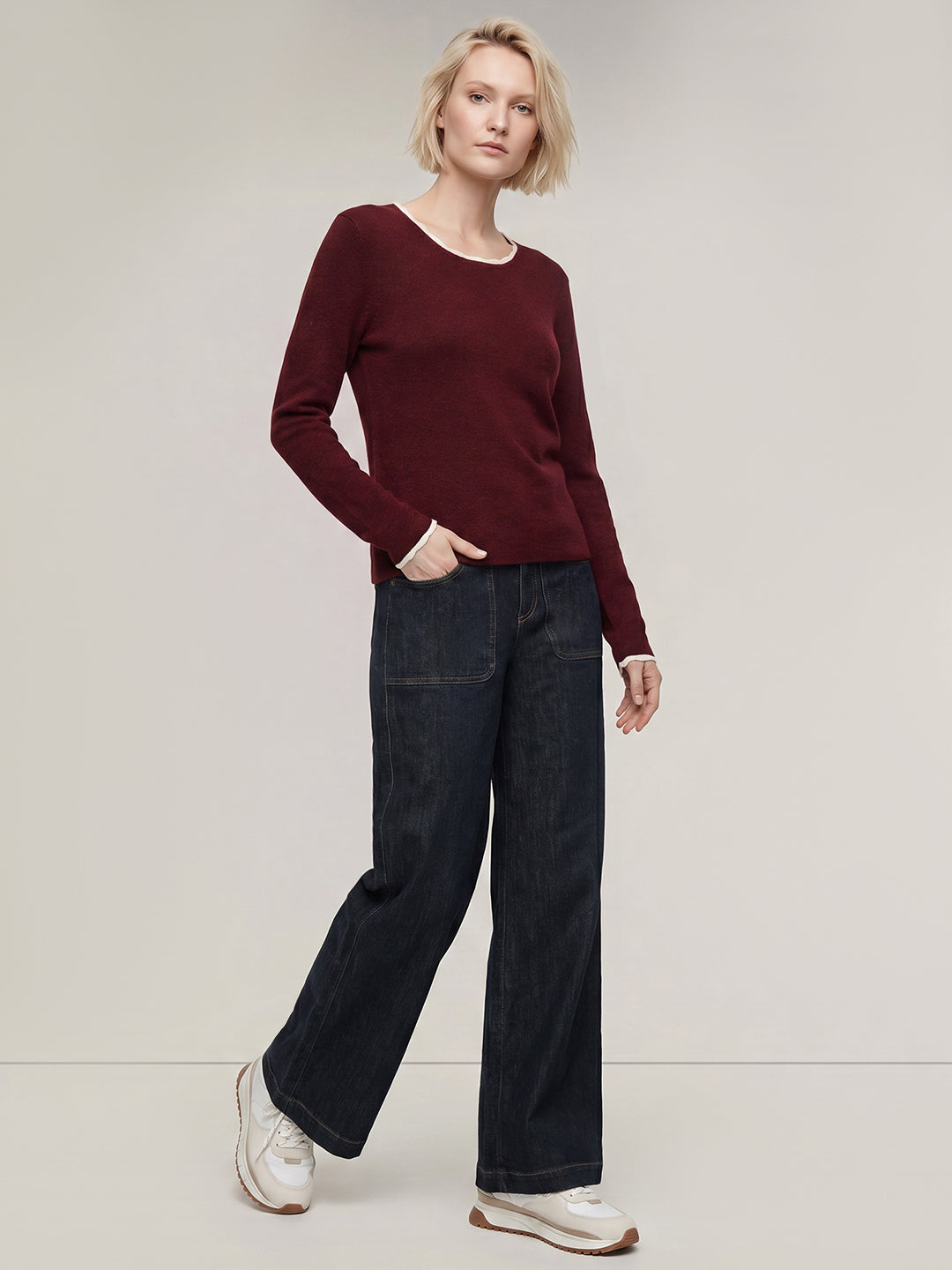 Maroon U-Neck Pullover