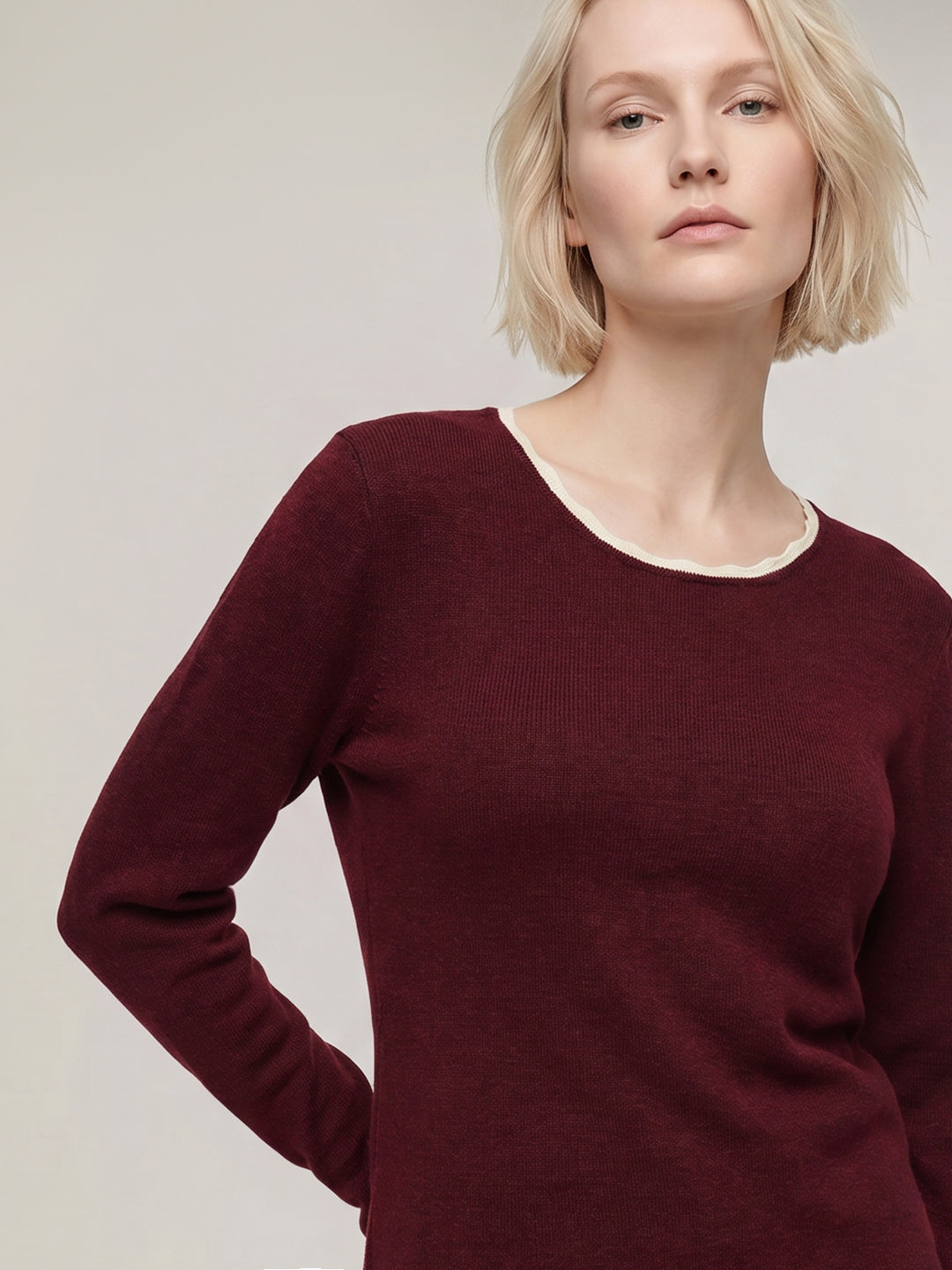 Maroon U-Neck Pullover