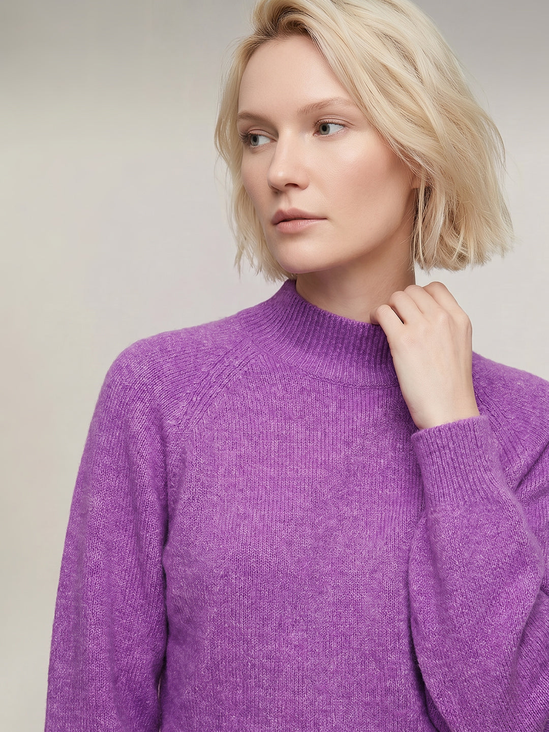 Purple High Neck Pullover