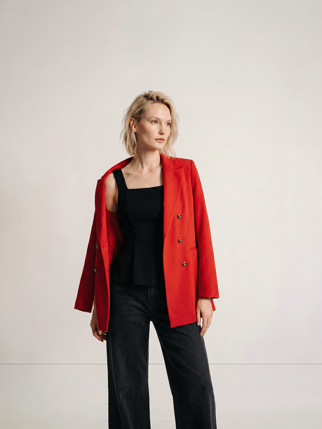Black Flared Square Neck Top