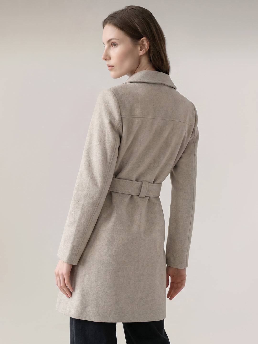Grey Belted Long Coat