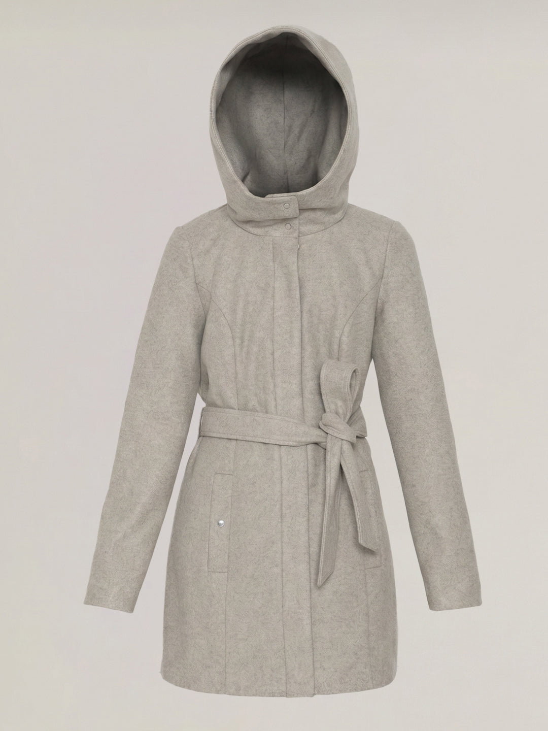 Grey Hooded Long Coat