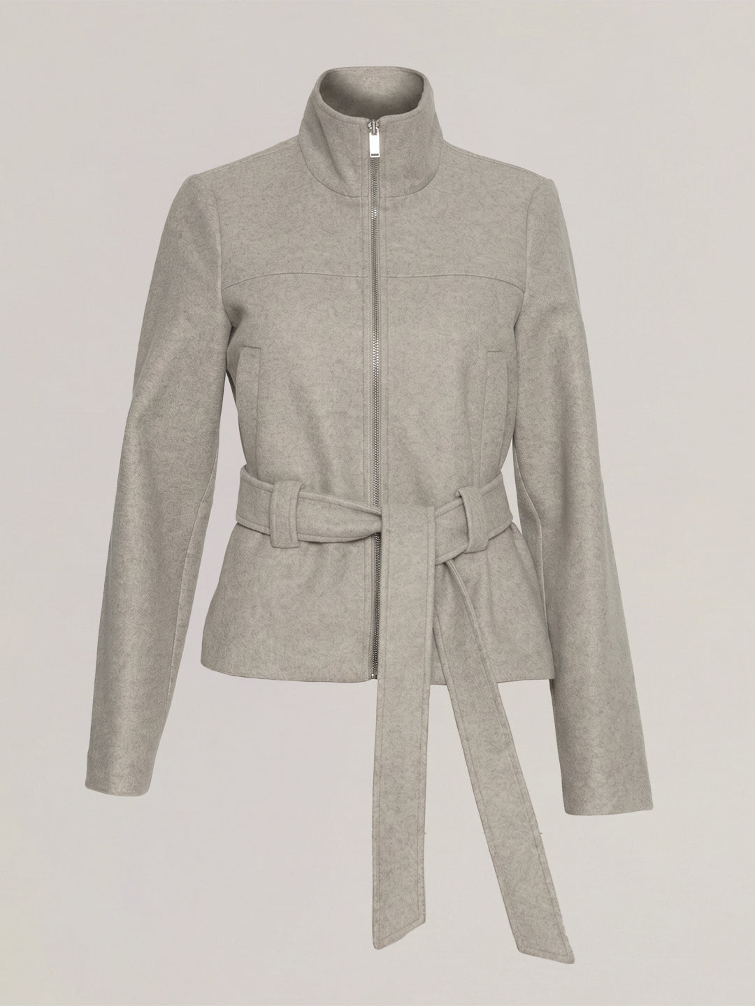 Grey High Neck Short Jacket