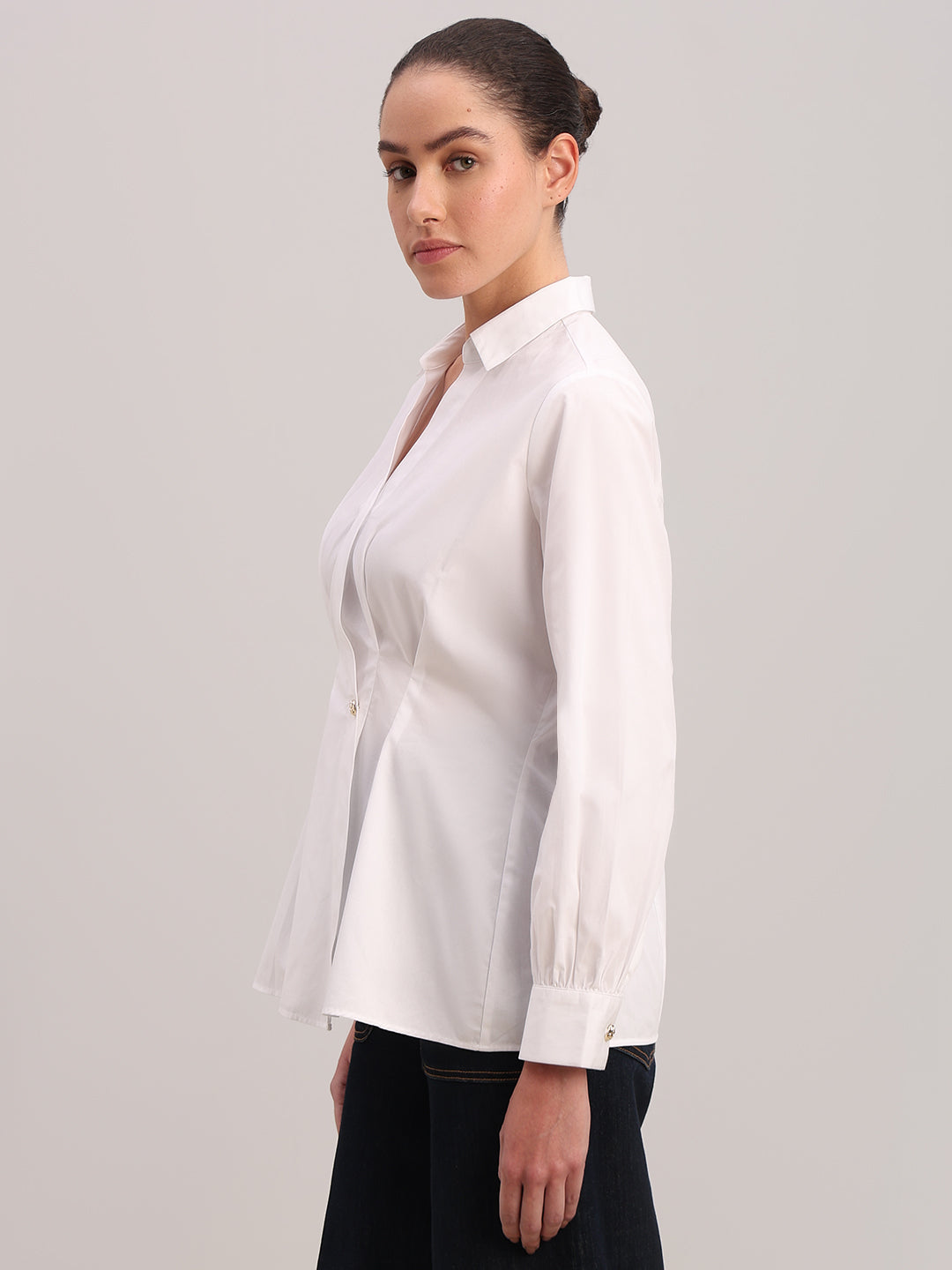 White Tailored Wrap Shirt