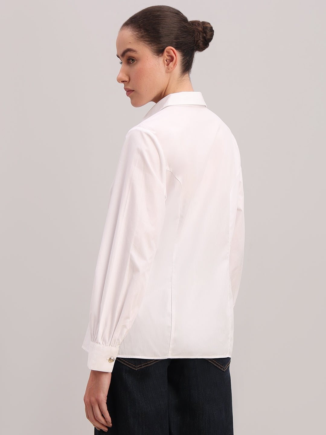 White Tailored Wrap Shirt