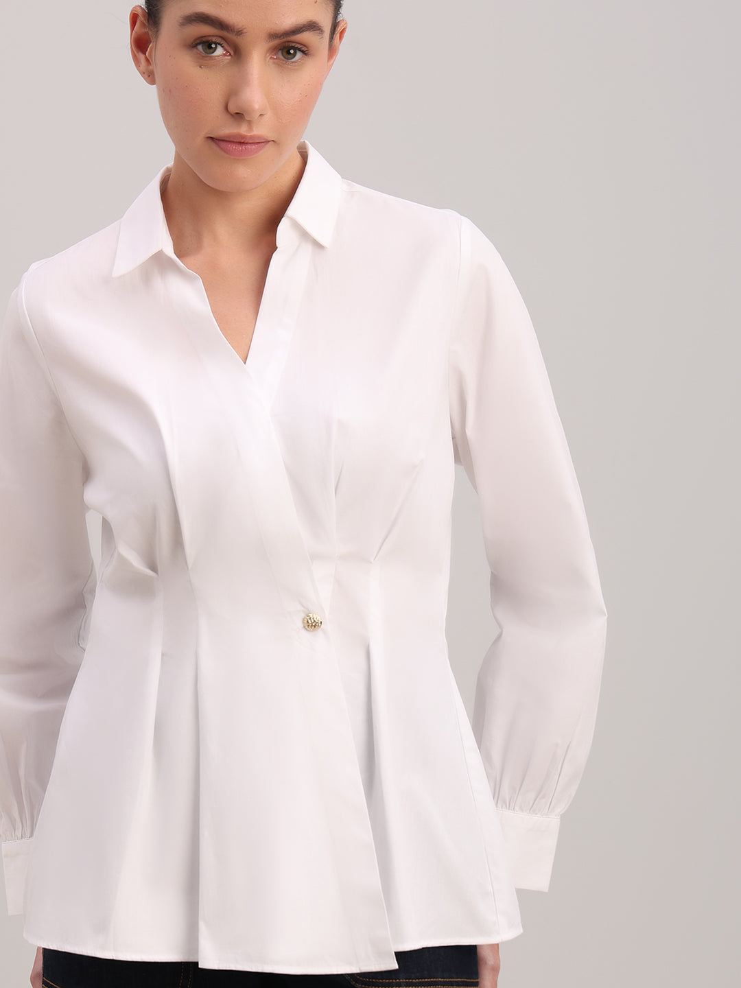 White Tailored Wrap Shirt
