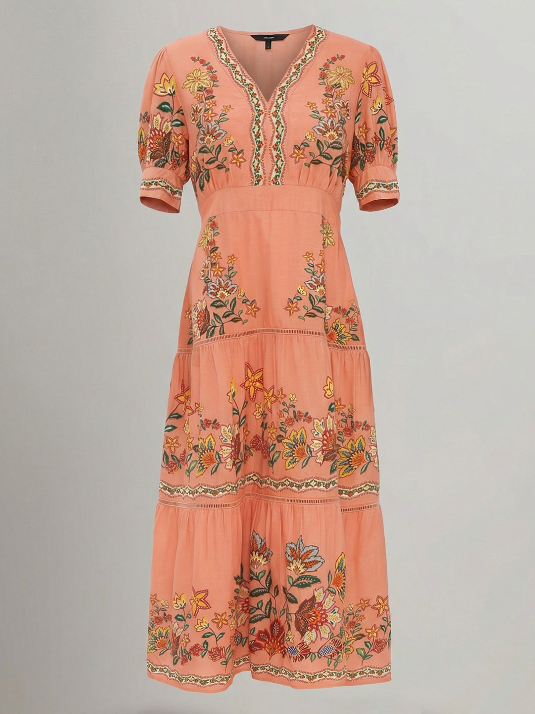 Coral Floral Midi Dress