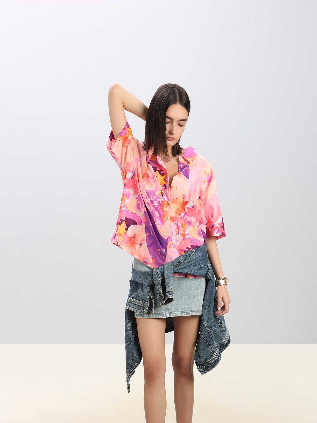 Pink Printed Relaxed Fit Shirt