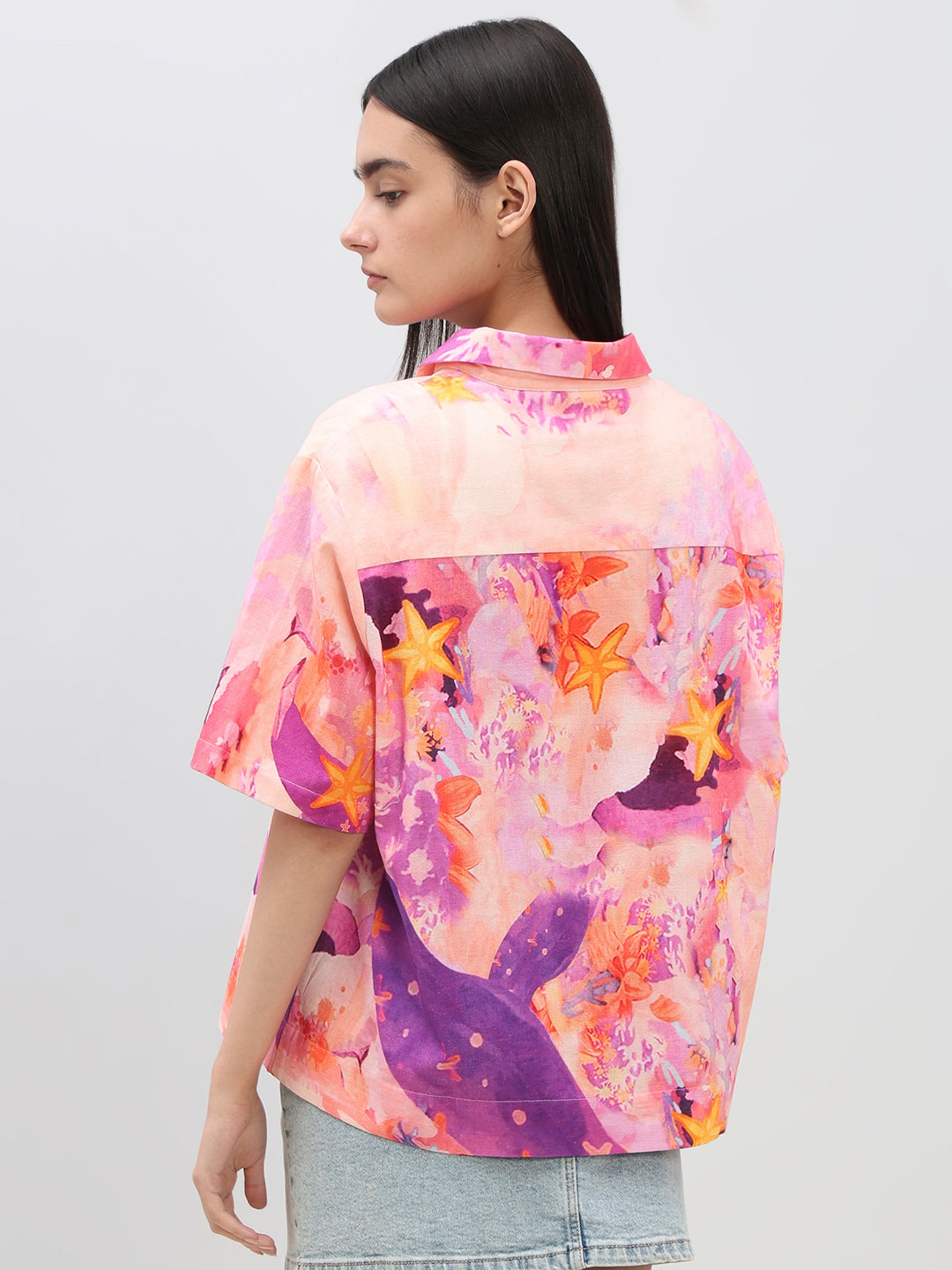 Pink Printed Relaxed Fit Shirt