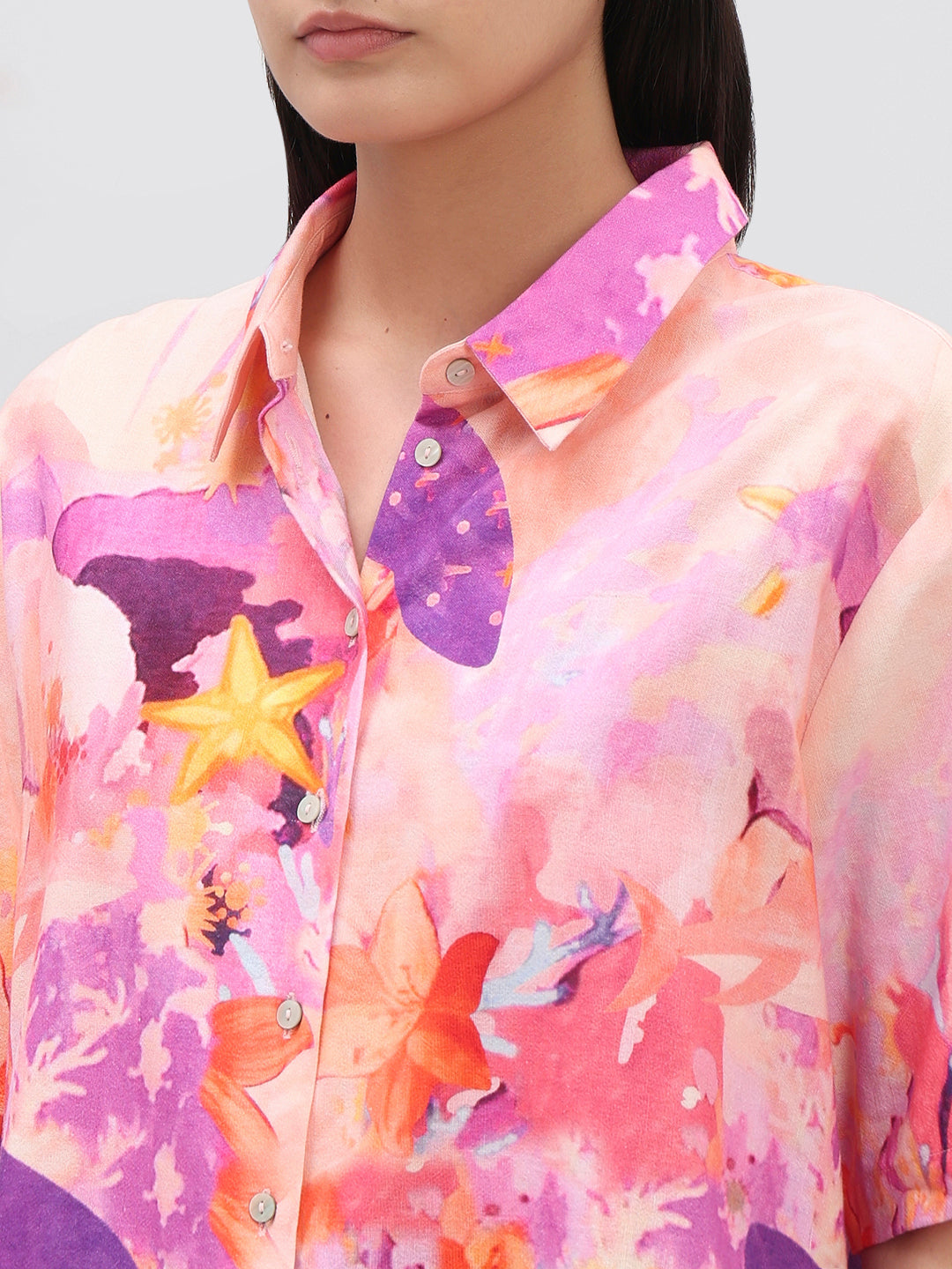 Pink Printed Relaxed Fit Shirt