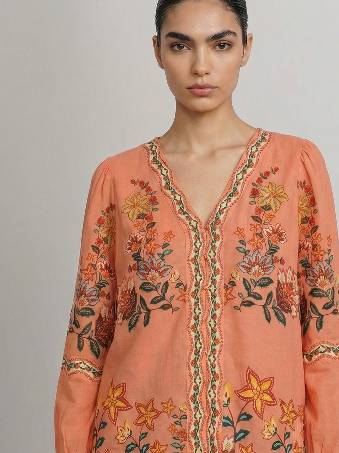 Orange Floral Printed Top