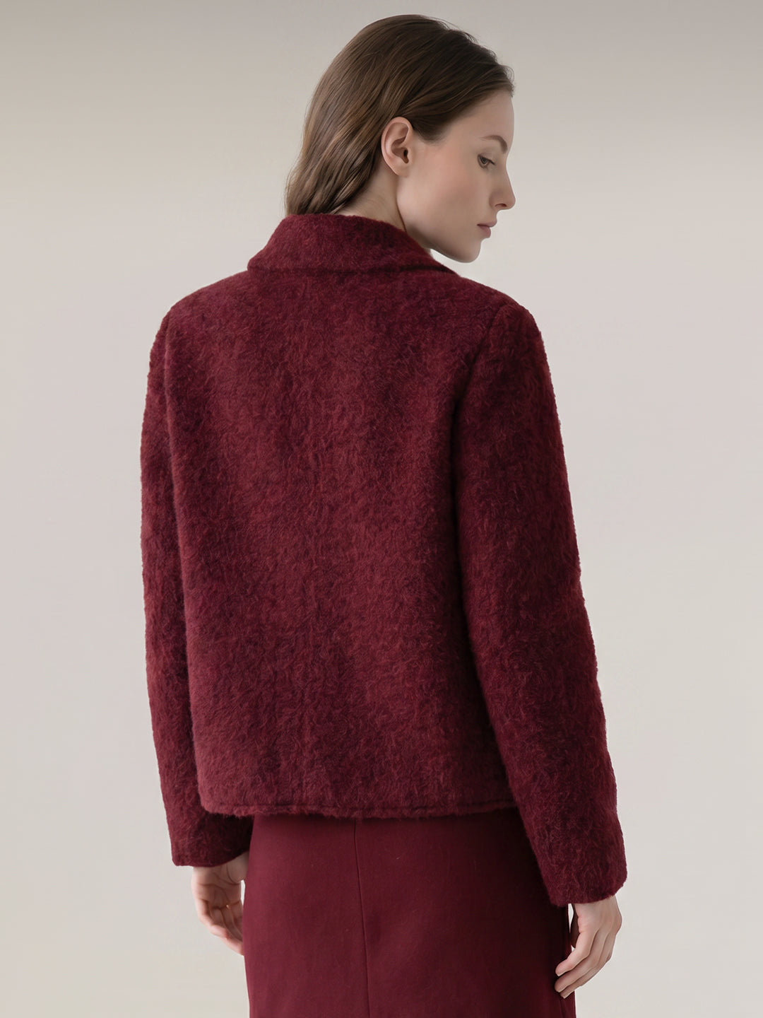 Burgundy Textured Short Jacket