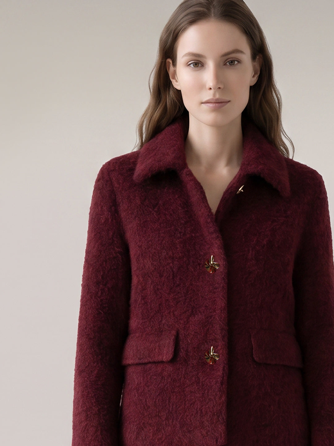 Burgundy Textured Short Jacket