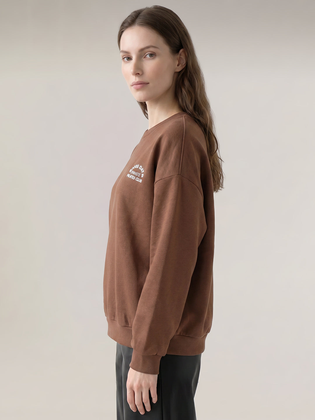 Brown Printed Boxy Fit Sweatshirt