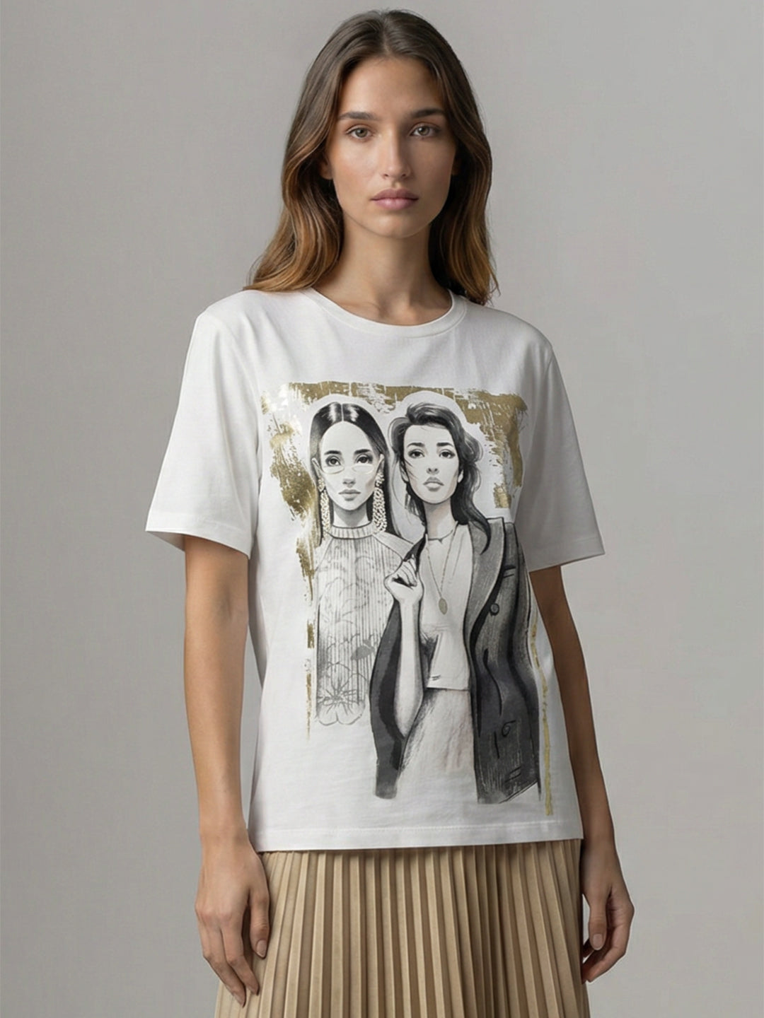 White Graphic Print T-Shirt