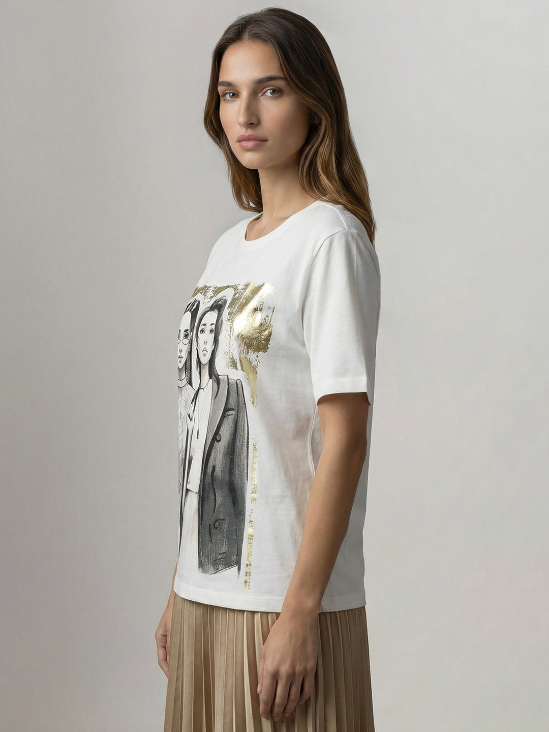 White Graphic Print T-Shirt
